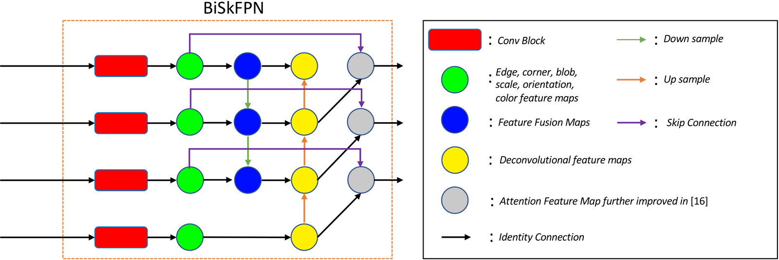 Figure 7 of the paper: proposed BiSkFPN bottleneck